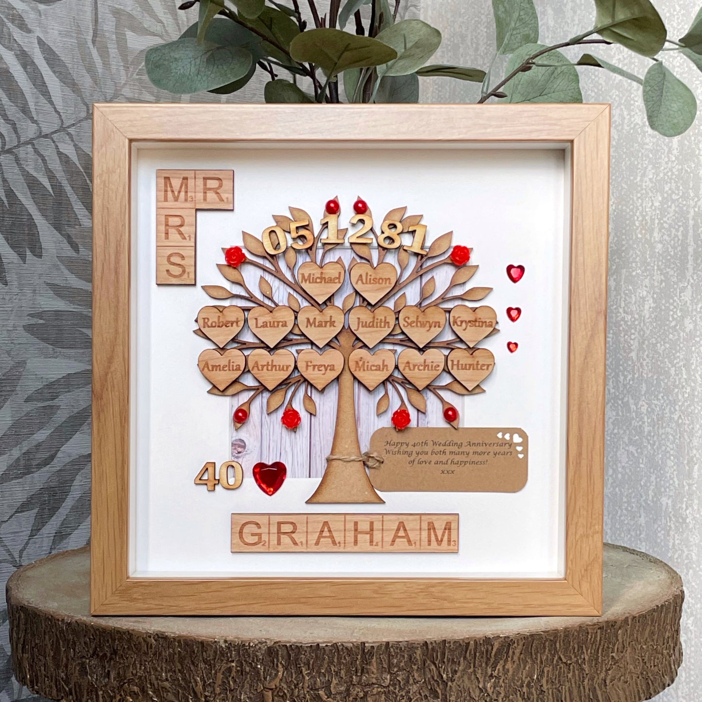 Ruby Wedding Anniversary 40th Gift Family Tree Frame