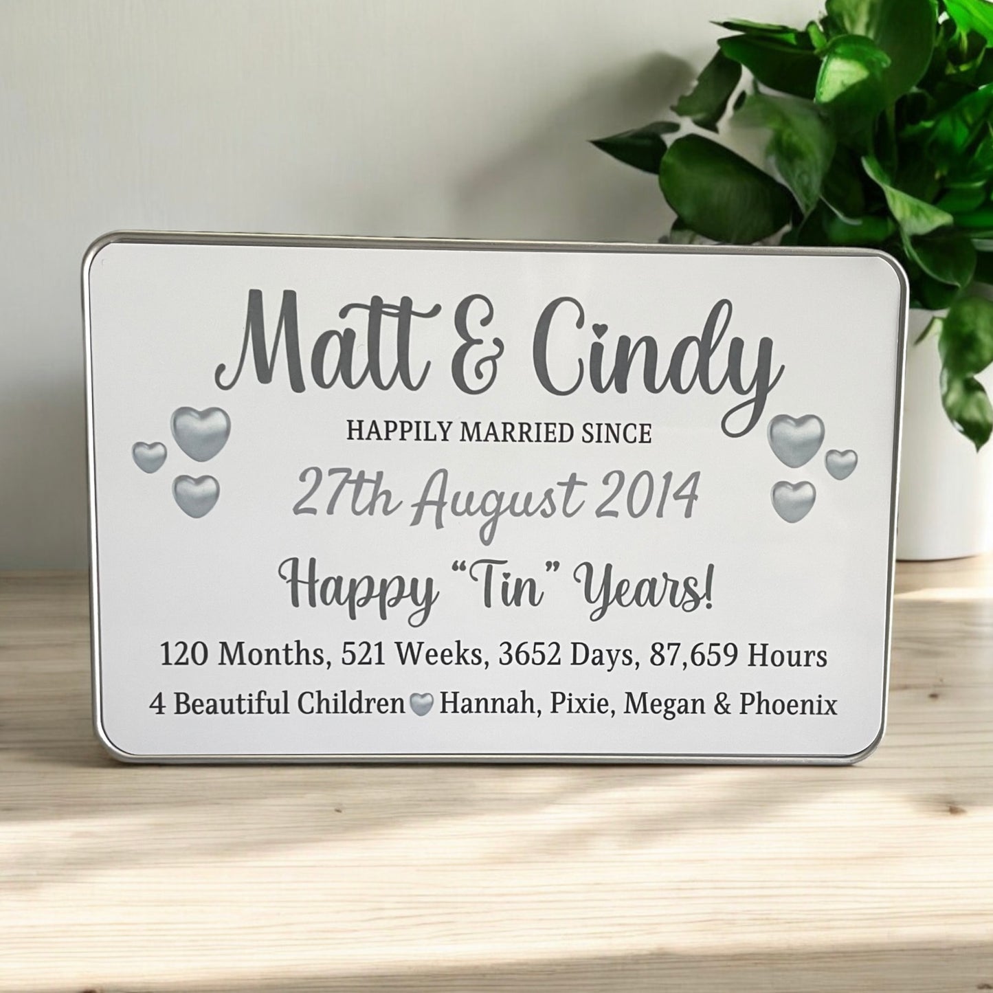 10th Wedding Anniversary Gift | Tin Anniversary Gift