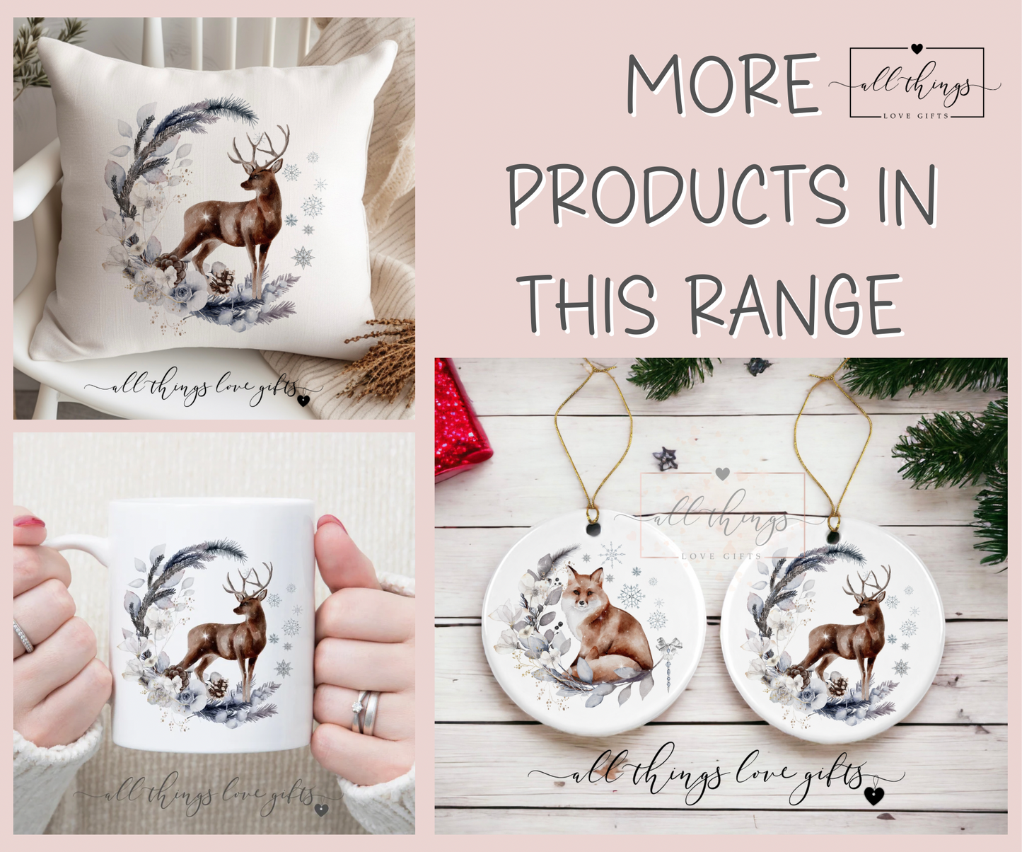 Winter Stag Wreath Mug