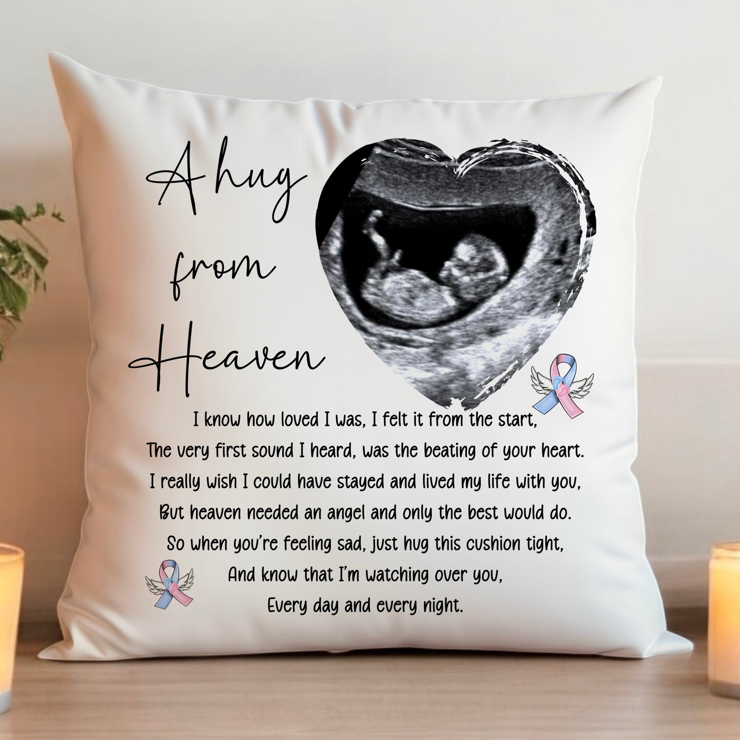 A Hug From Heaven Baby Loss Cushion | Baby Miscarriage Memorial Cushion