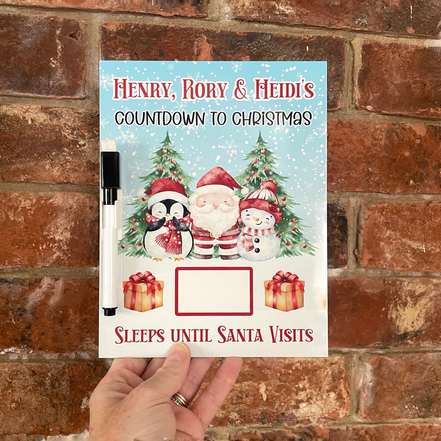Christmas Santa & Friends Countdown To Christmas Sign