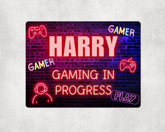 Gaming In Progress Sign Red