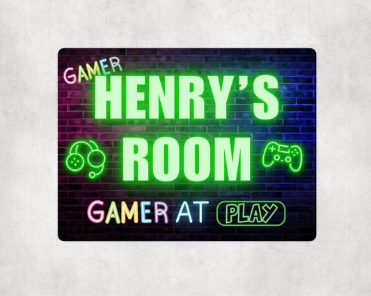Gamer Room Sign Green