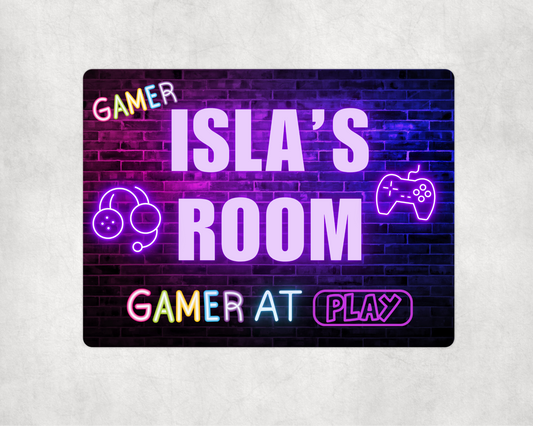 Gamer Room Sign Purple