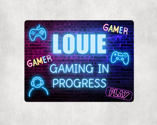 Gaming In Progress Sign Blue