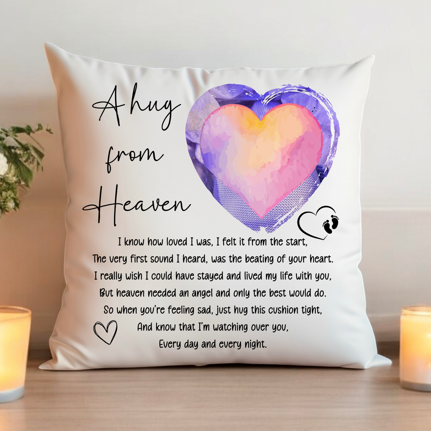 A Hug From Heaven Baby Photo Cushion | Baby Memorial Cushion