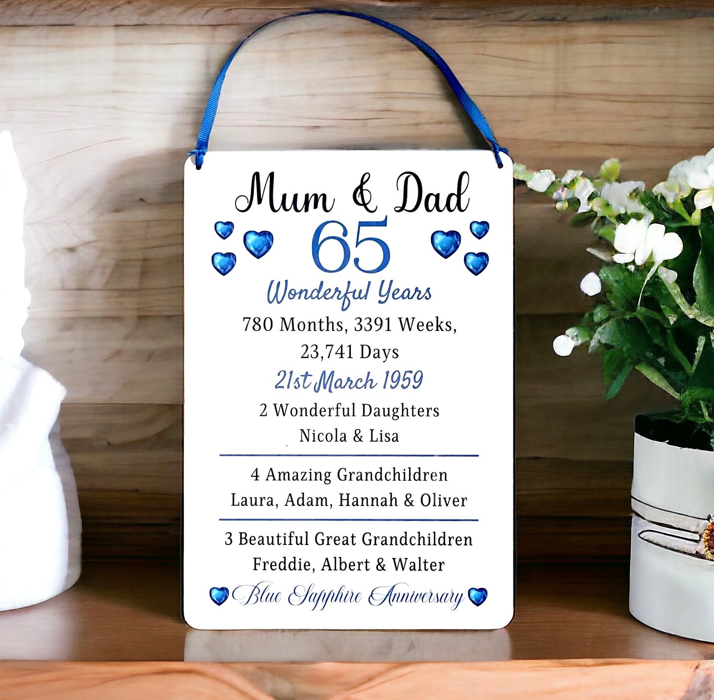 Blue Sapphire Wedding Anniversary Gift | 65th Wedding Anniversary