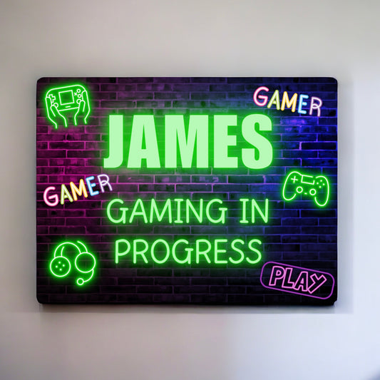 Gaming In Progress Sign Green