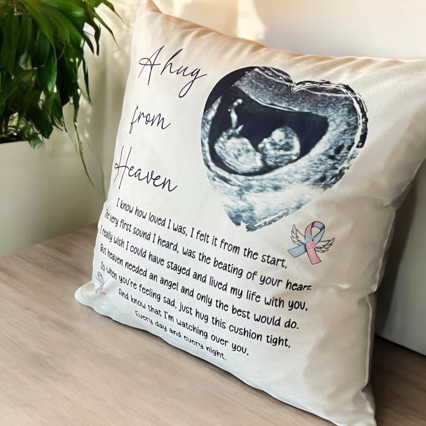 A Hug From Heaven Baby Loss Cushion | Baby Miscarriage Memorial Cushion