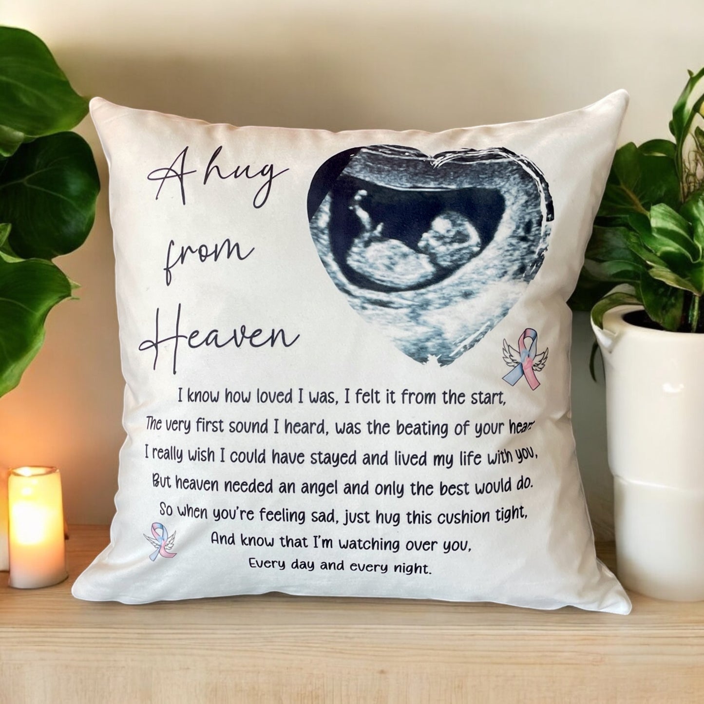 A Hug From Heaven Baby Loss Cushion | Baby Miscarriage Memorial Cushion