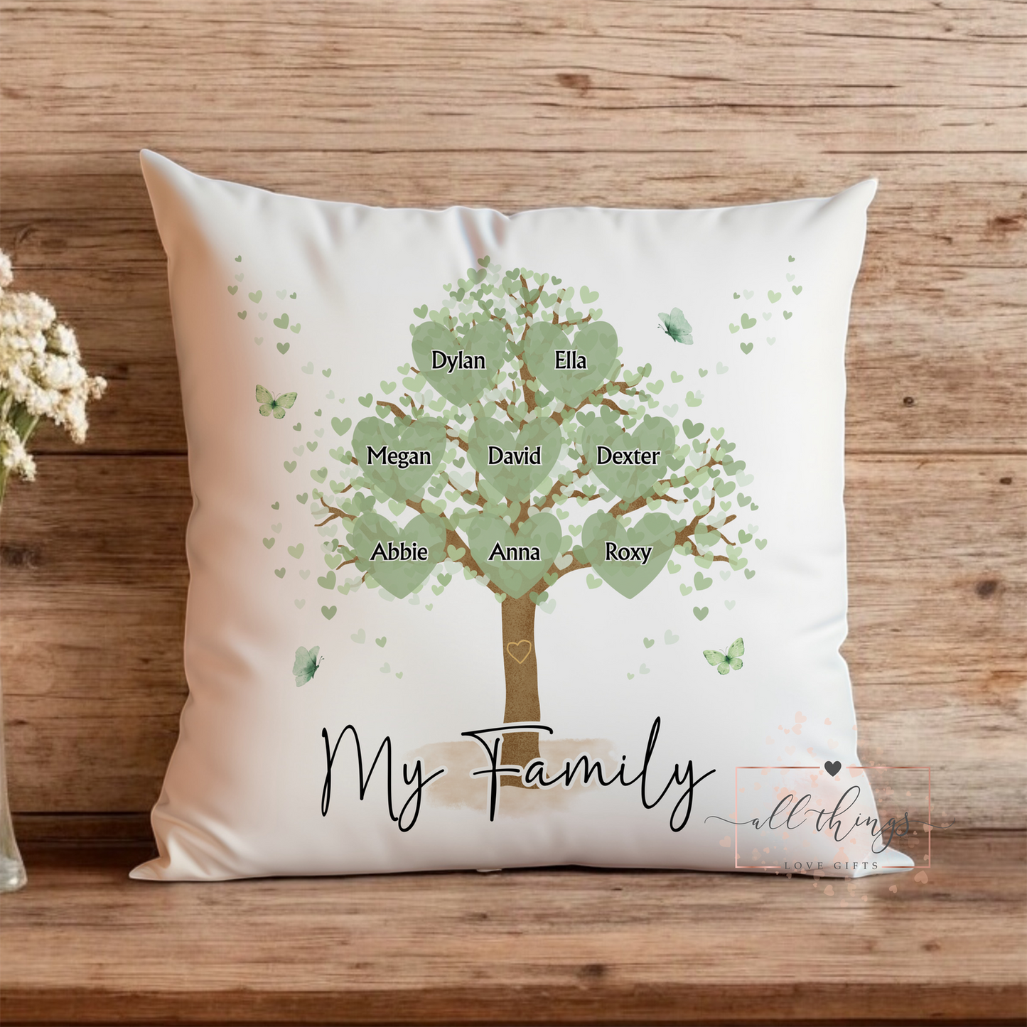 Great Grandparent Gift | Grandchildren Family Tree Cushion