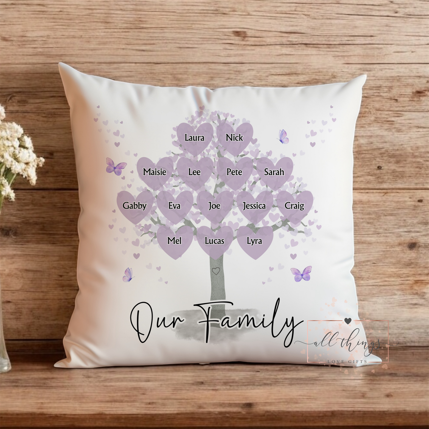 Great Grandparent Gift | Grandchildren Family Tree Cushion
