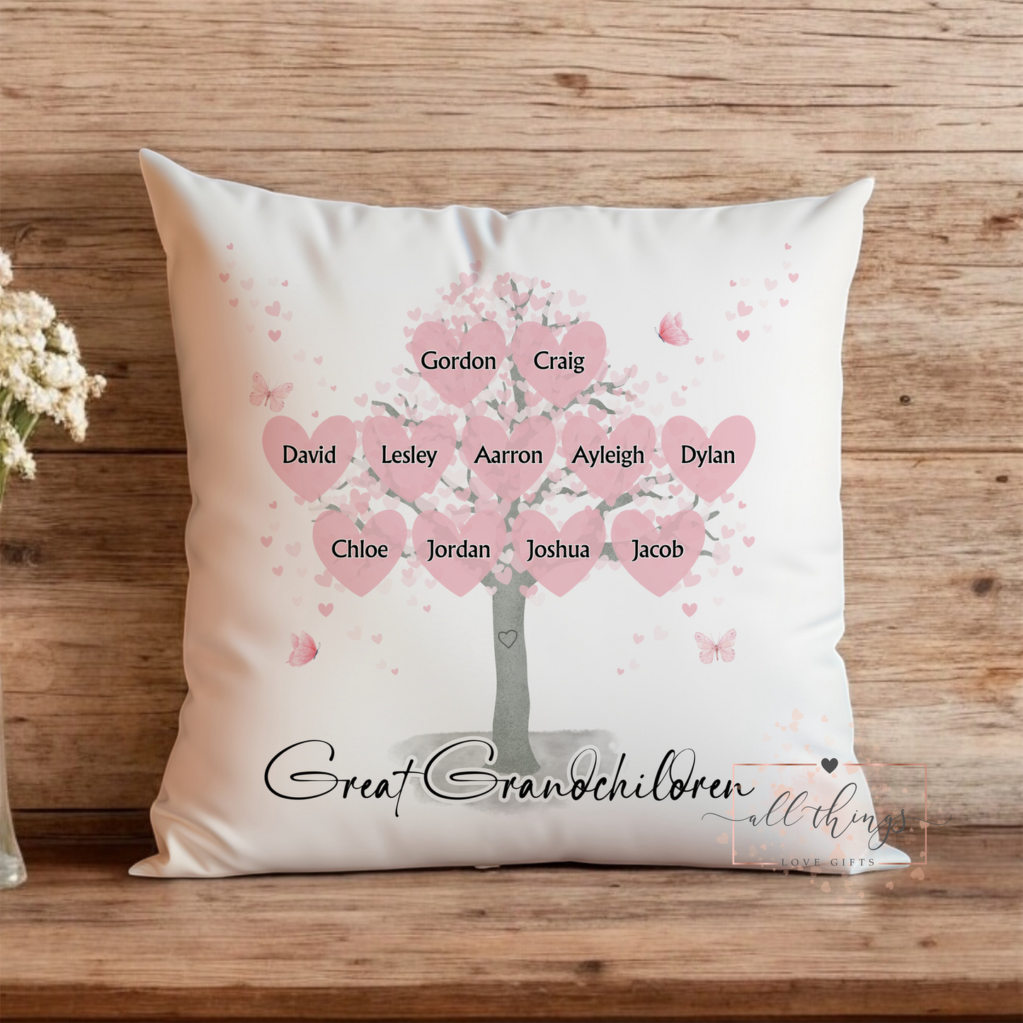 Great Grandparent Gift | Grandchildren Family Tree Cushion