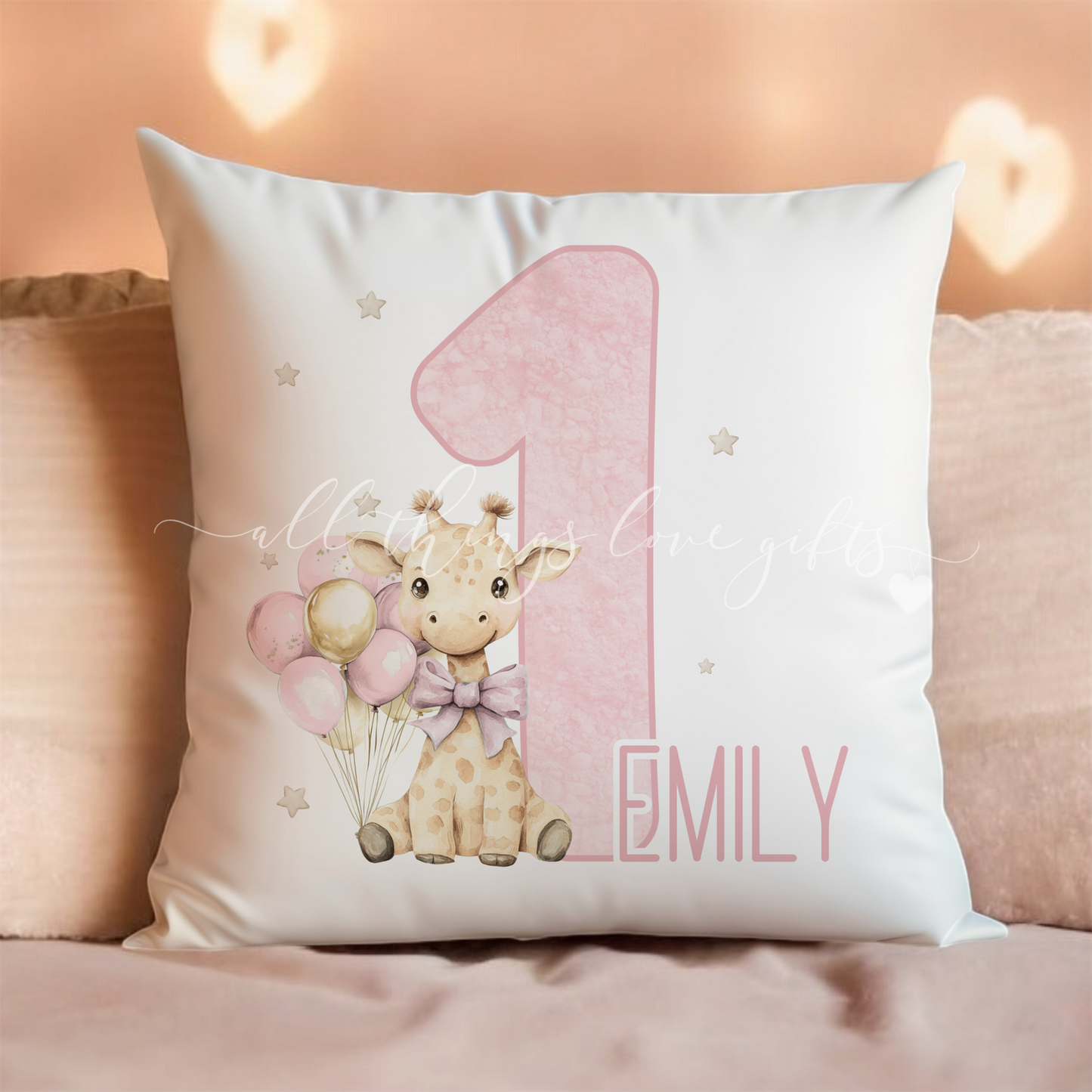 Children’s Giraffe Birthday Cushion | 1st Birthday Gift