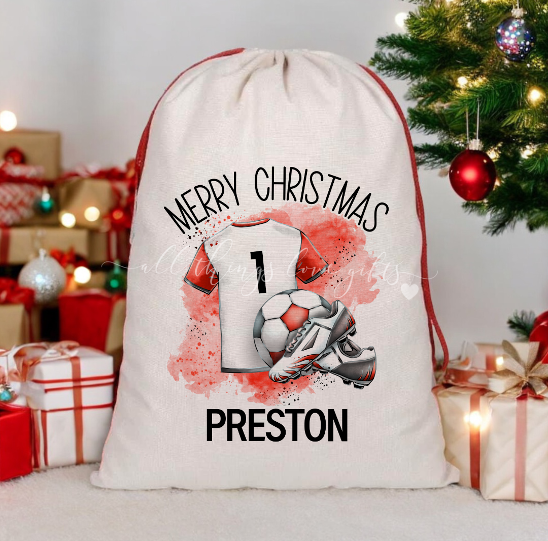 Christmas Football Shirt Red Santa Sack