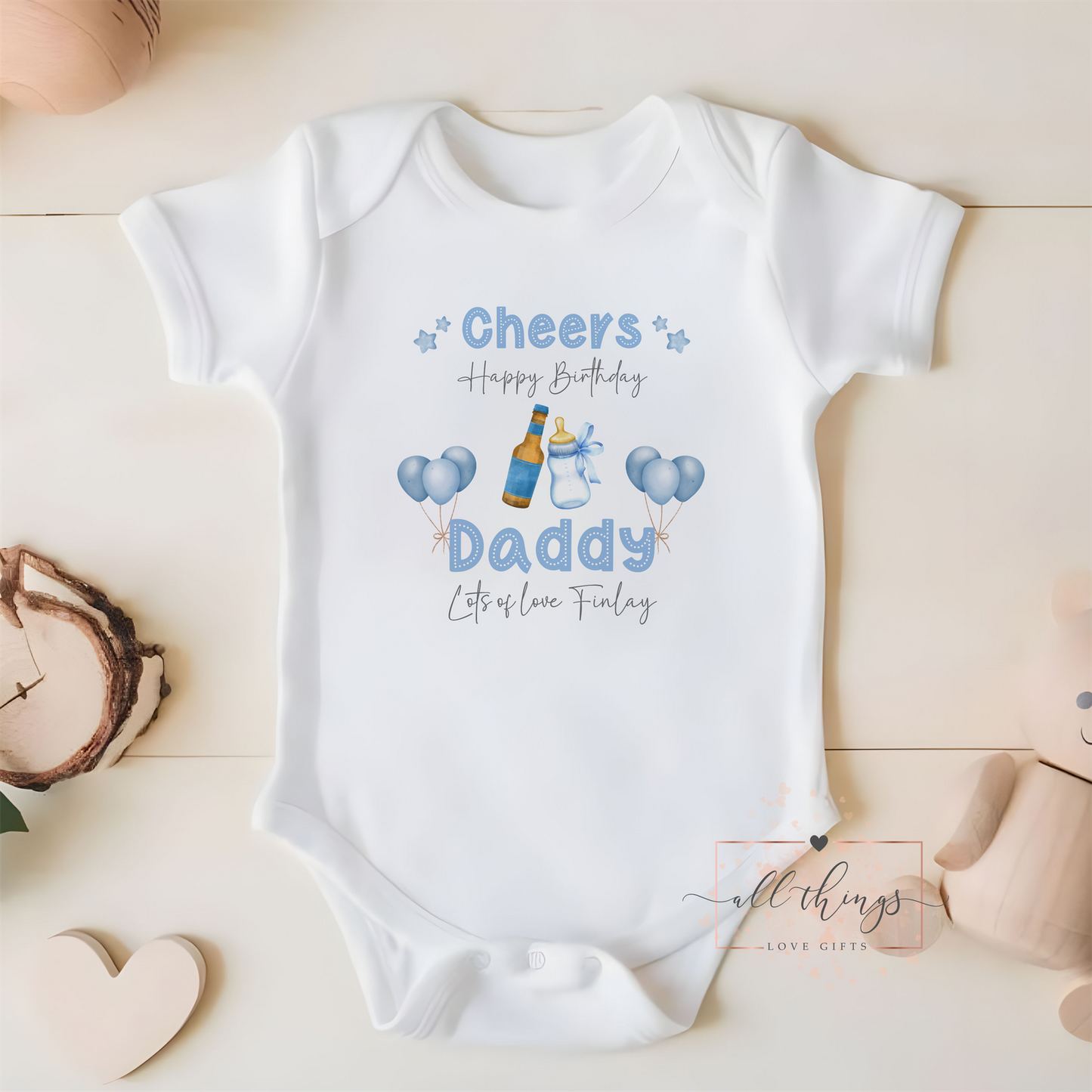Daddy Birthday Baby Vest. Cheers Daddy First Birthday Baby Vest