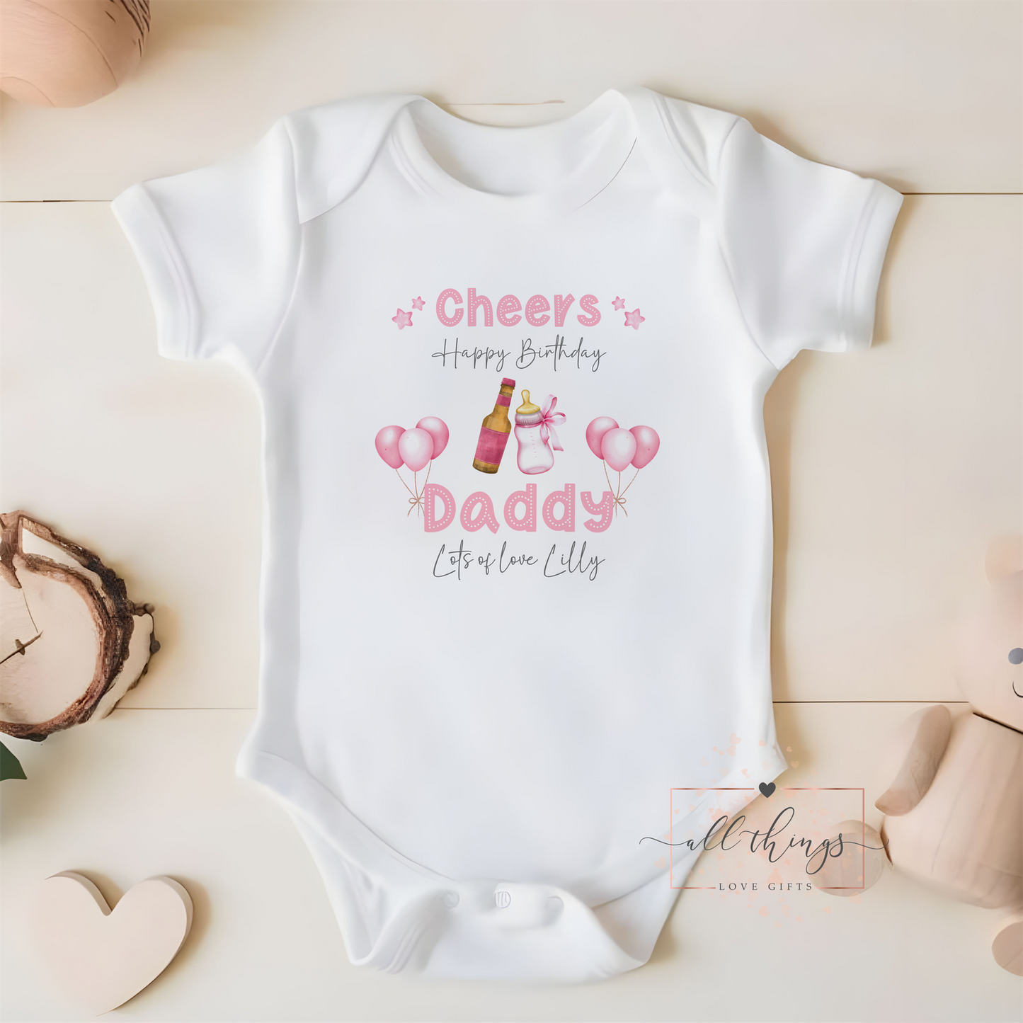 Daddy Birthday Baby Vest. Cheers Daddy First Birthday Baby Vest