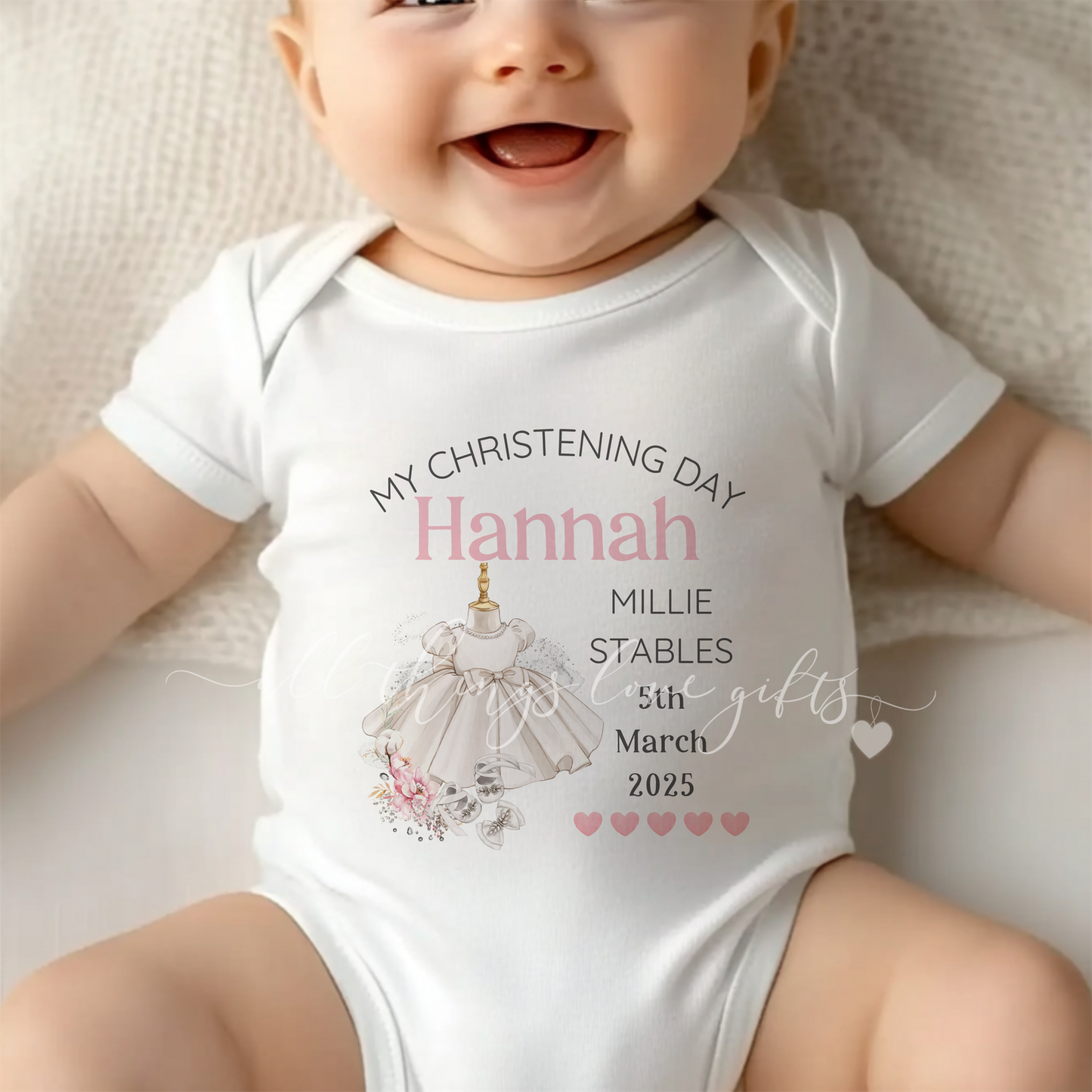 Christening Baby Vest. Baby Girl Christening Vest.