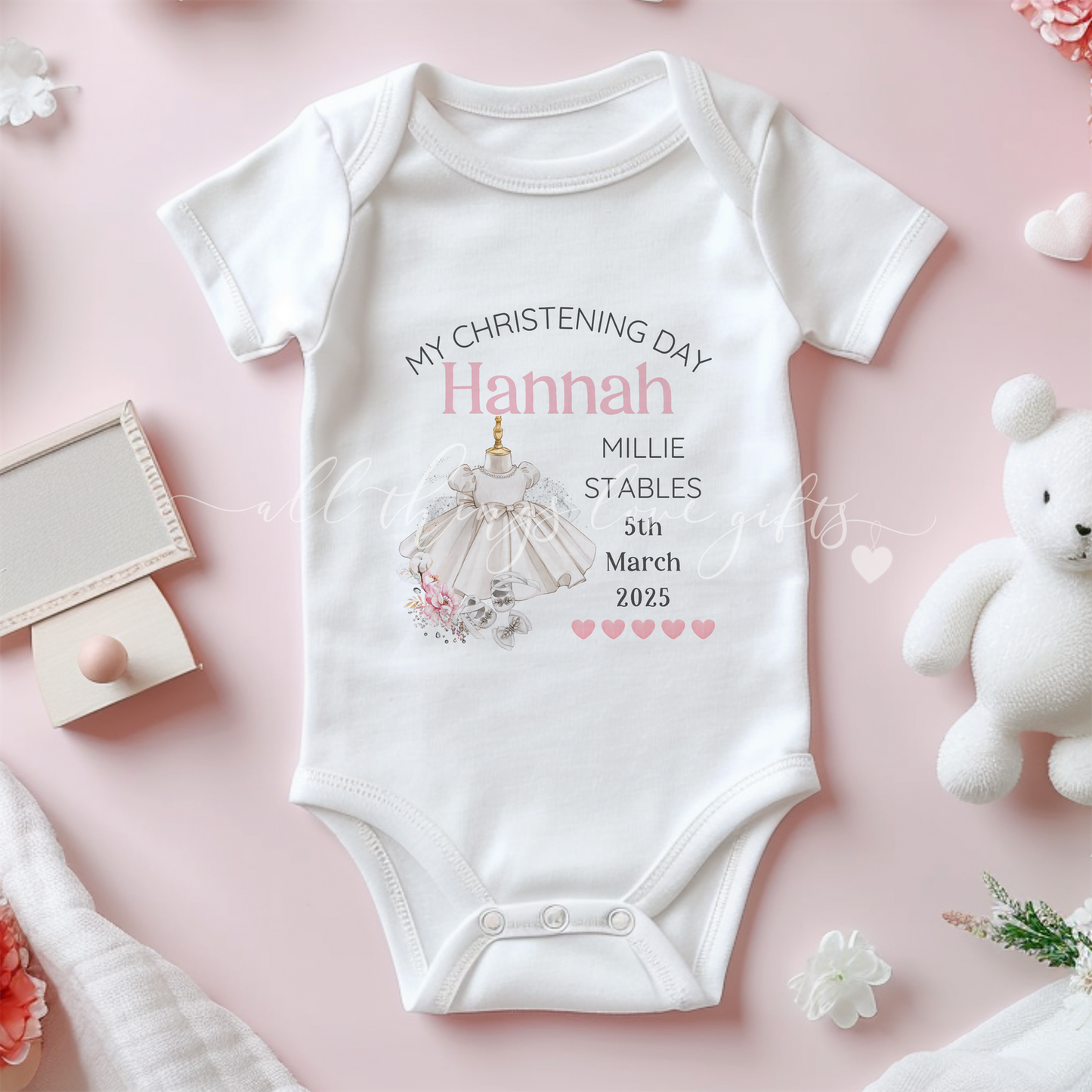 Christening Baby Vest. Baby Girl Christening Vest.