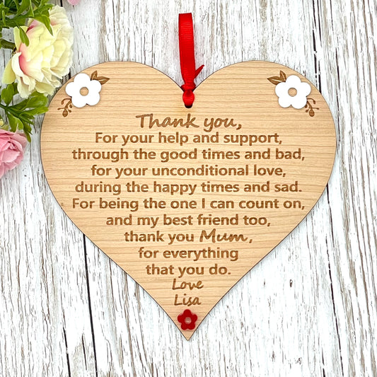 Mum Thank You Personalised Plaque | Mothers Day Gift