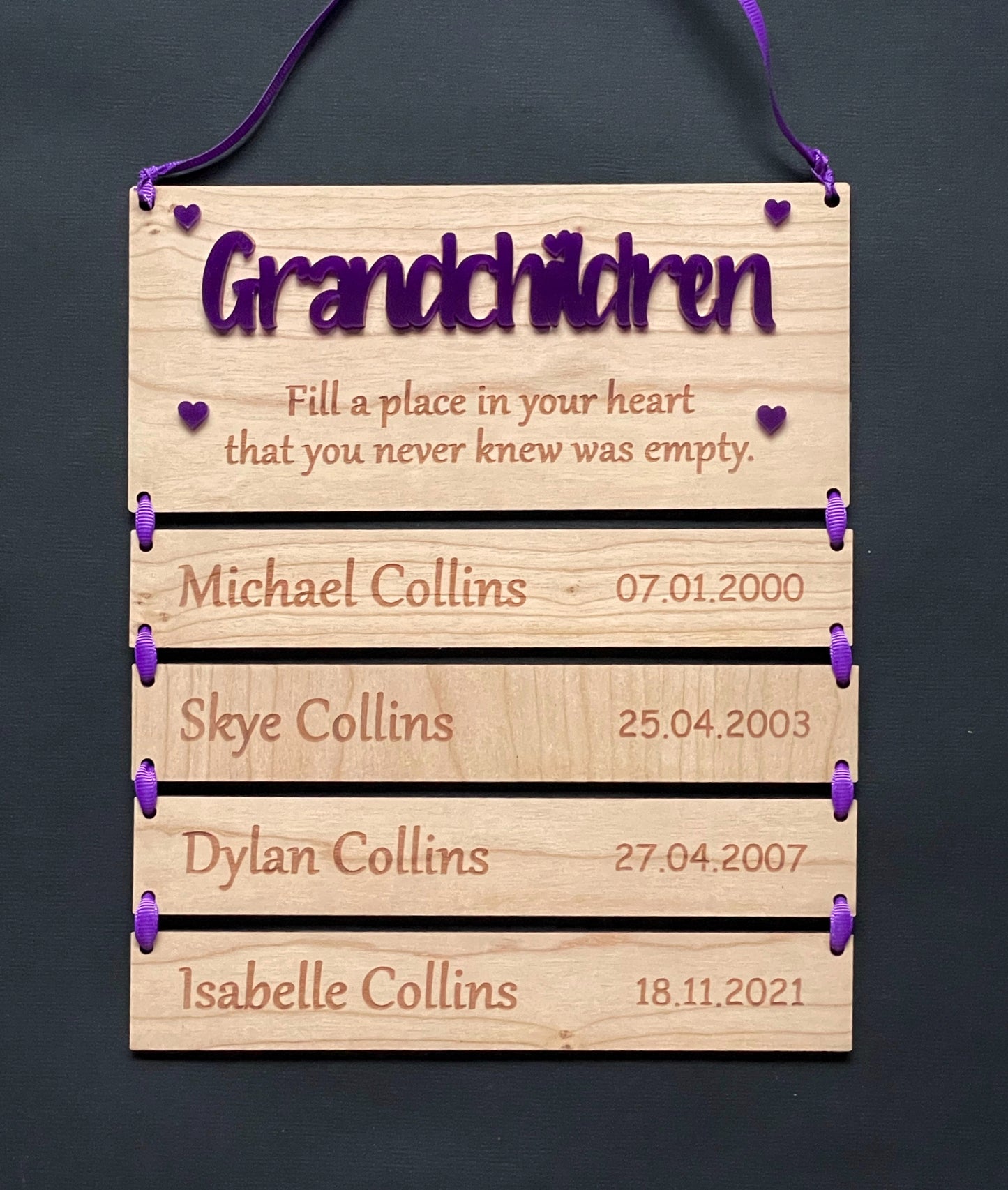Grandchildren Fill A Place Personalised Hanging Plaque