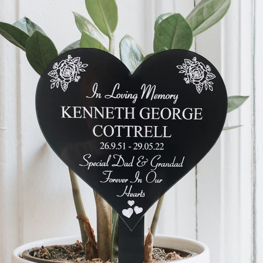 Memorial Personalised Engraved Plaque | Heart Remembrance Grave Marker Plaque