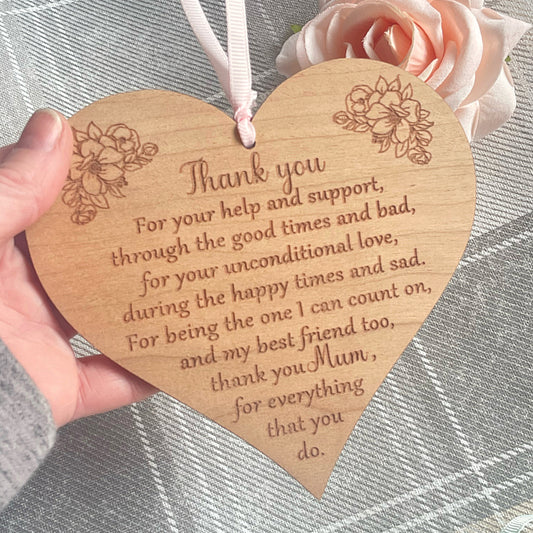 Mum Thank You Personalised Plaque | Mothers Day Gift
