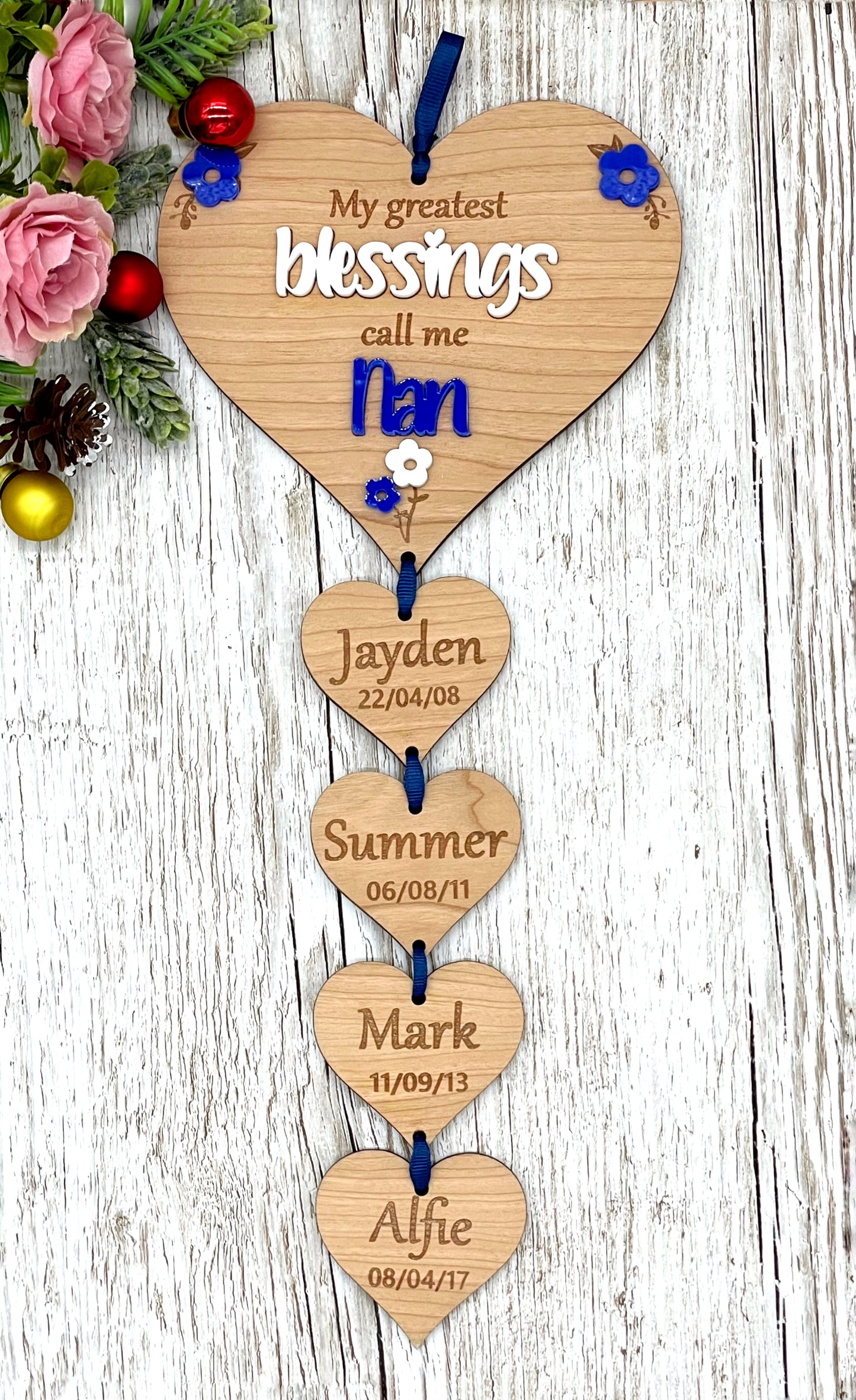 Grandparent Gift | My Greatest Blessings Hanging Heart Plaque