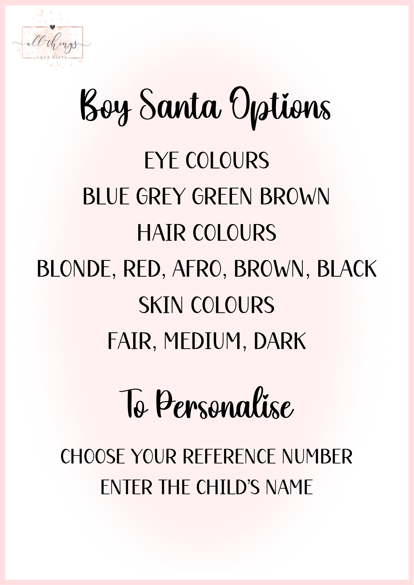 Christmas Santa Boy Santa Sacks | Custom Hair Colour