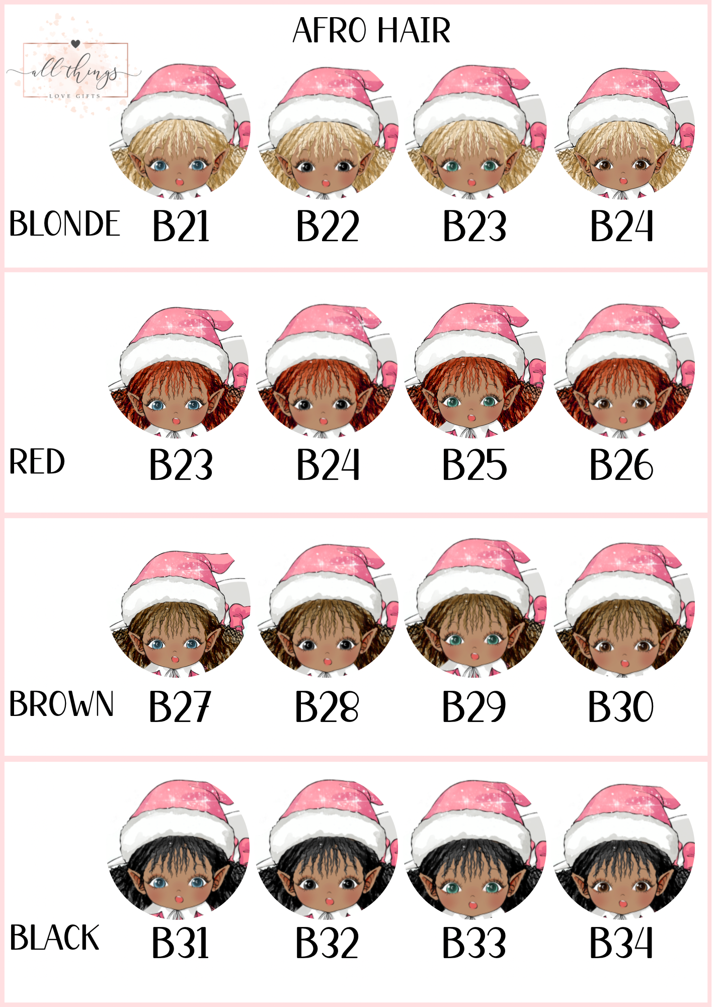 Christmas Elf Girl Santa Sacks | Custom Hair Colour