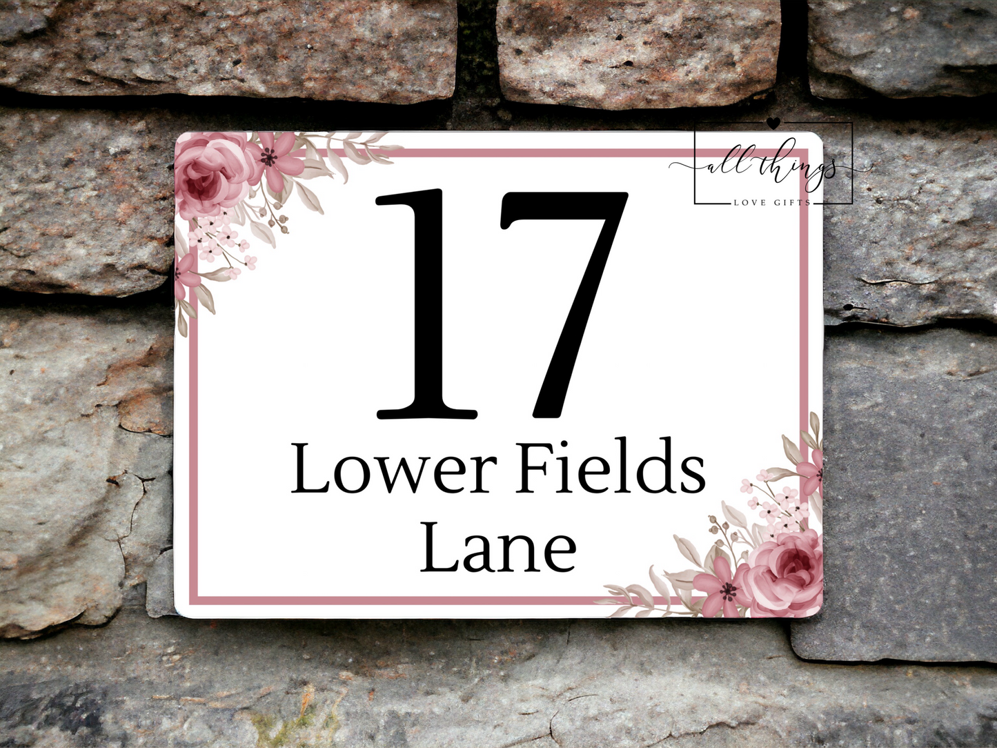 House Number Street Floral Sign