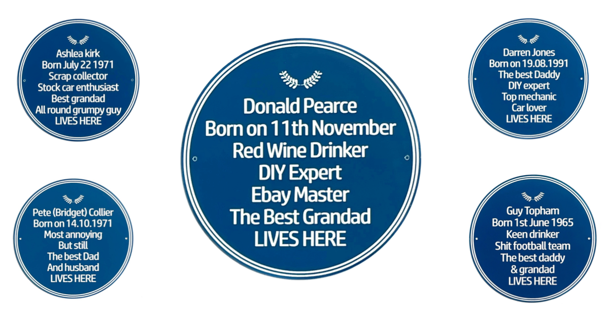 Blue Heritage Personalised Plaque