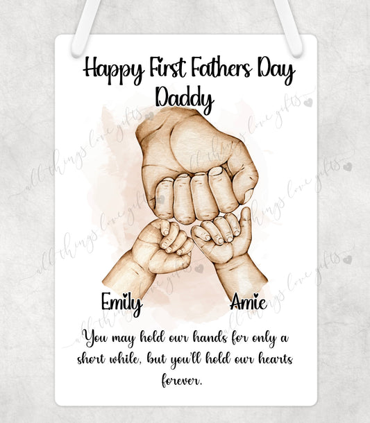 First Father’s Day Daddy Hands Personalised Plaque
