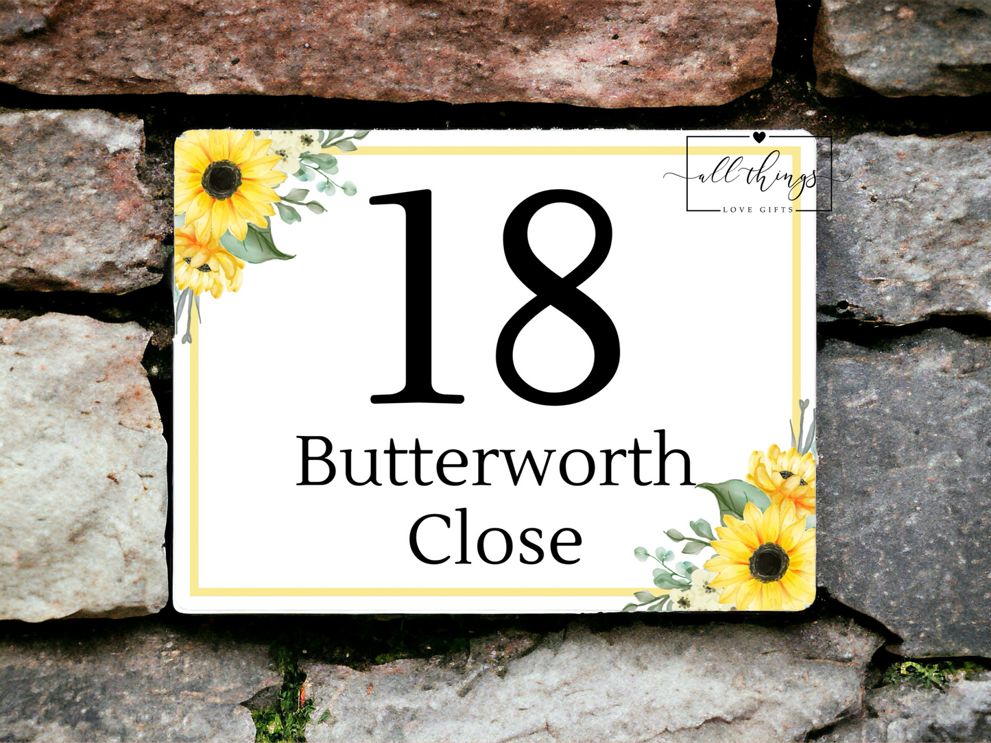 House Number Street Floral Sign