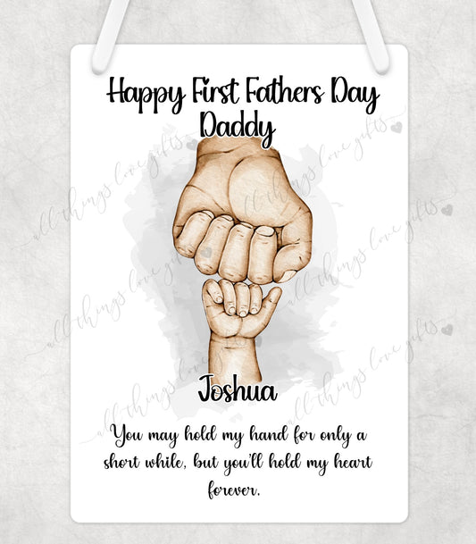 First Father’s Day Daddy Hands Personalised Plaque