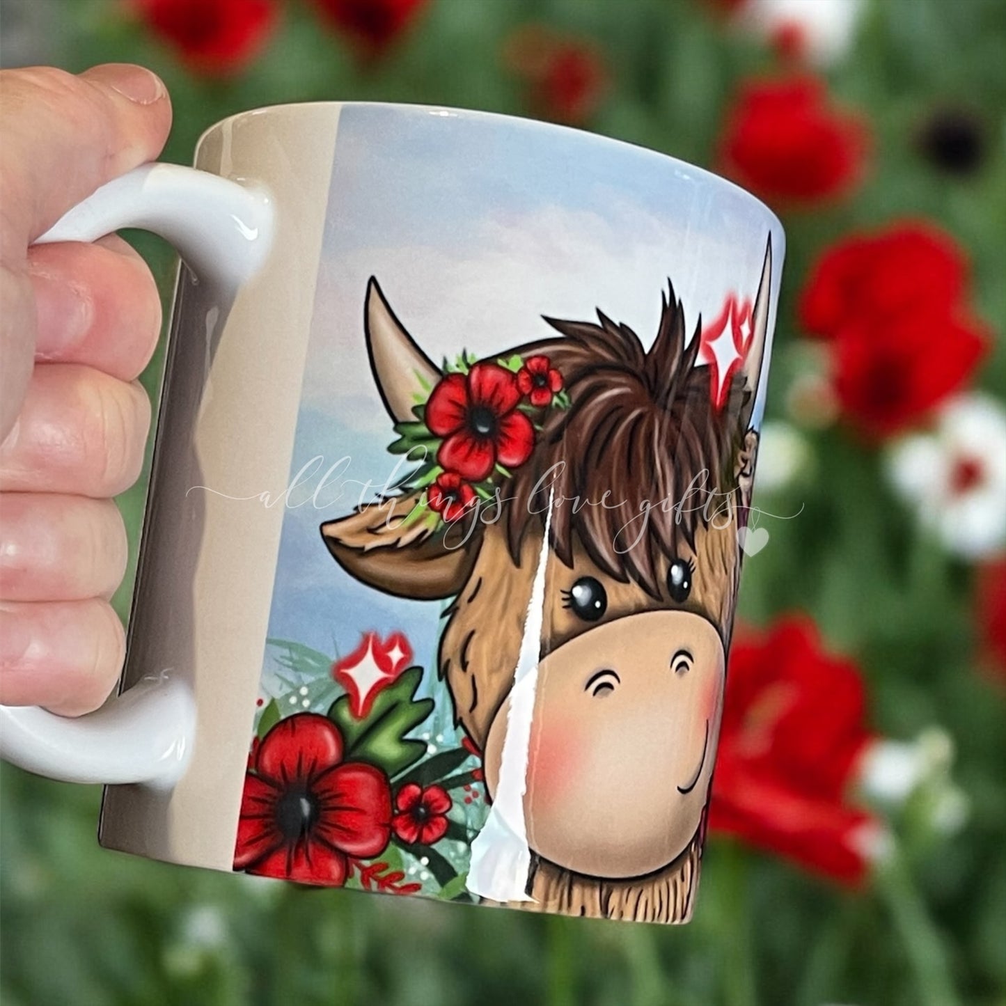 Poppy Highland Cow Mug Remembrance Mug