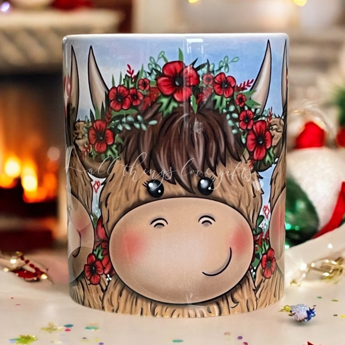 Poppy Highland Cow Mug Remembrance Mug