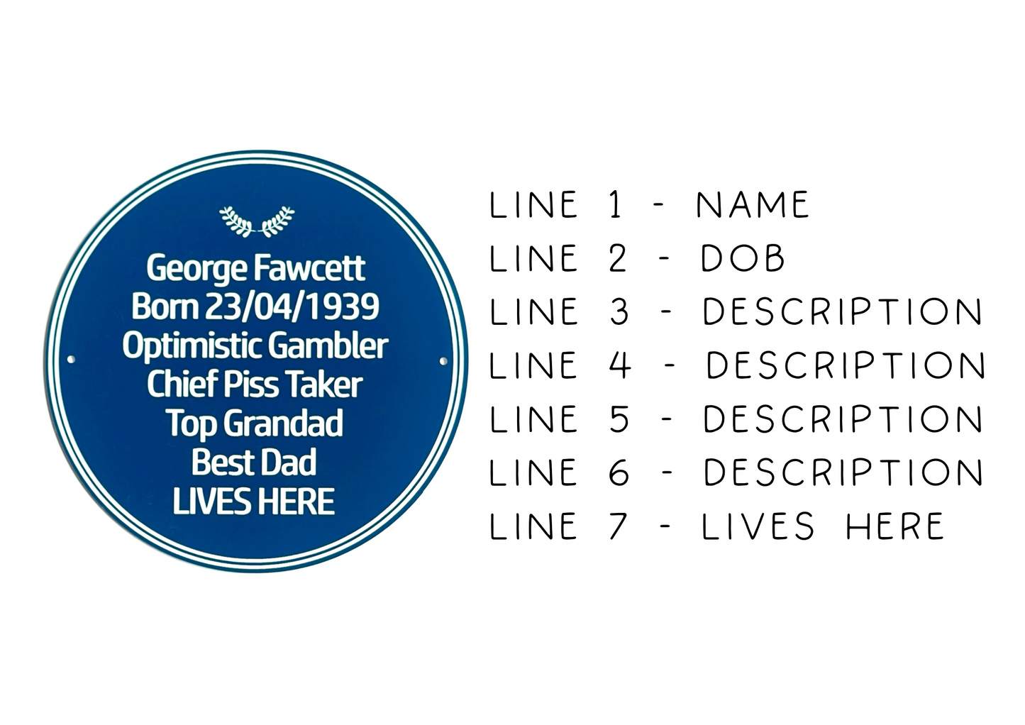 Blue Heritage Personalised Plaque