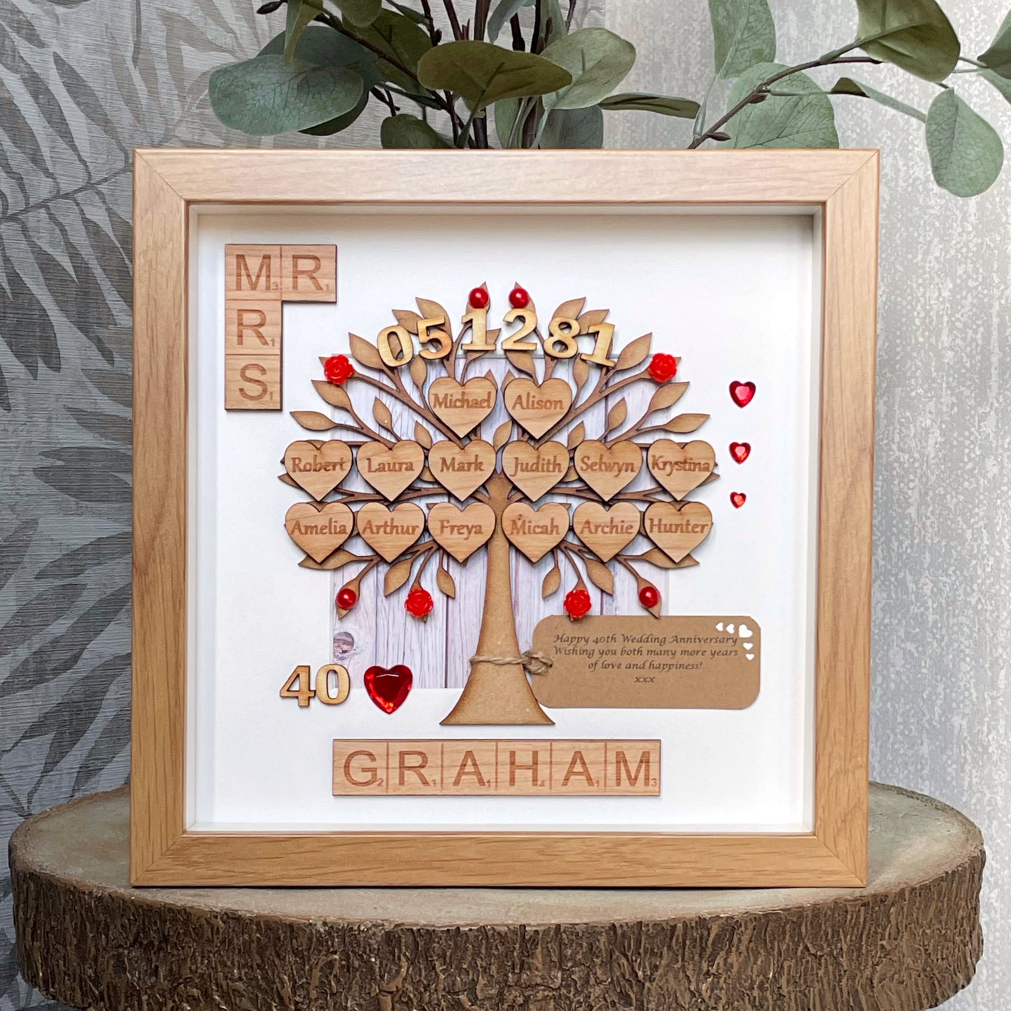 Ruby Wedding Anniversary 40th Gift Family Tree Frame