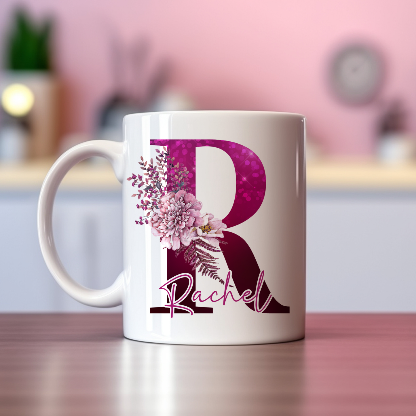 Alphabet Floral Pink Mug