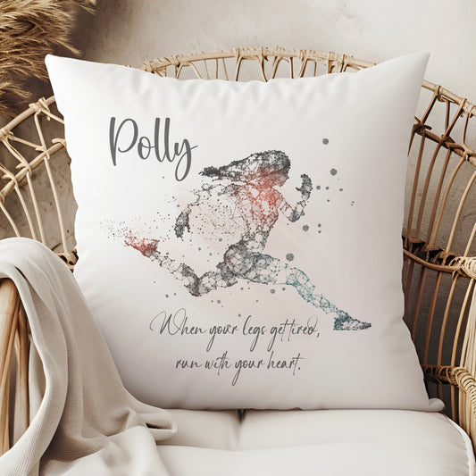 Running Woman Personalised Cushion