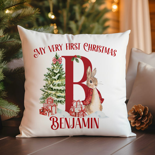 Christmas Rabbit First Christmas Cushion