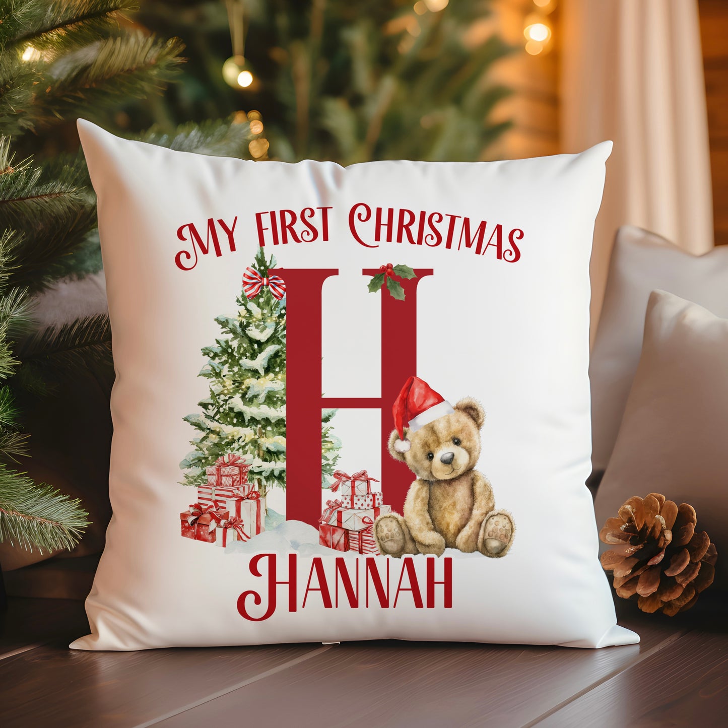 Christmas Rabbit First Christmas Cushion