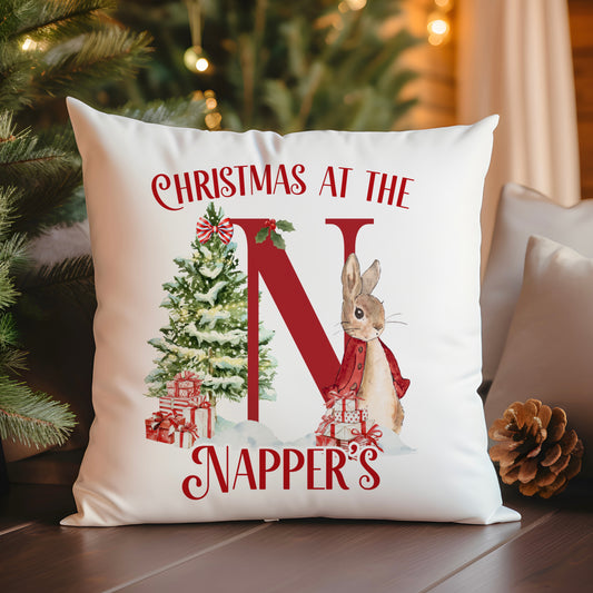 Christmas Rabbit Family Cushion