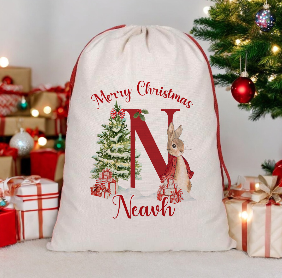 Christmas Rabbit Santa Sack