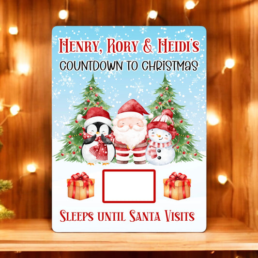 Christmas Santa & Friends Countdown To Christmas Sign