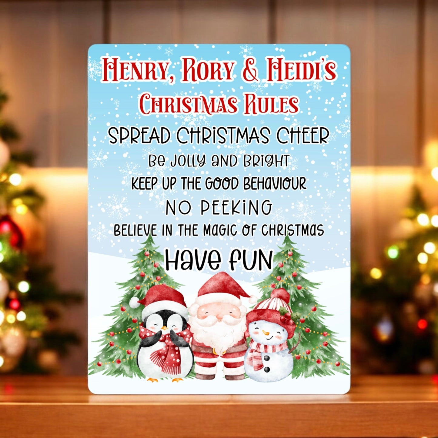 Christmas Santa & Friends Christmas Rules Sign