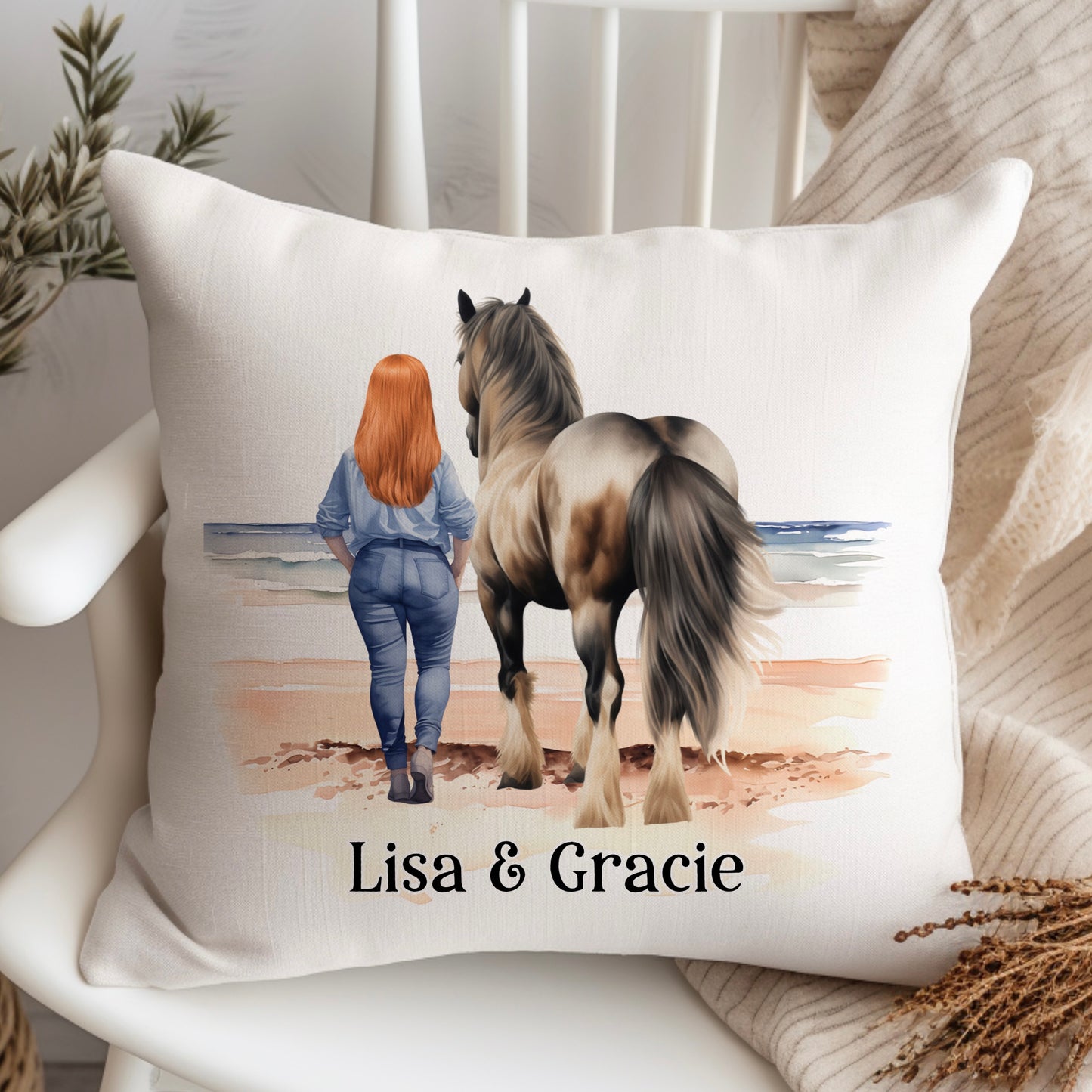 Horse & Woman / Girl Personalised Cushion