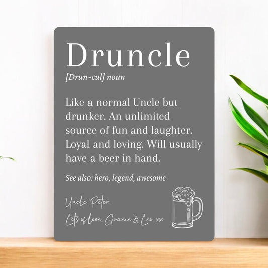 Uncle Druncle Definition Personalised Aluminium Sign