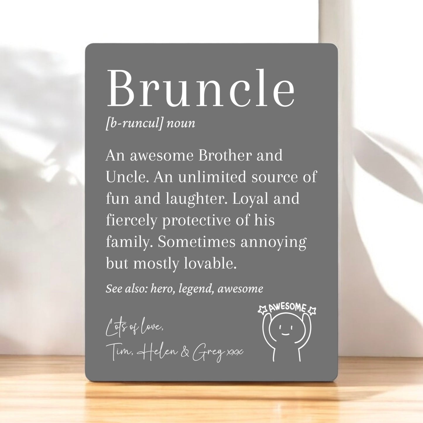 Uncle Brother Definition Personalised Aluminium Sign